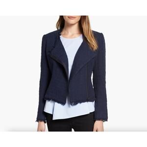 NWOT New Nordstrom Halogen‎ Asymmetrical Zip Tweed Jacket Motorcycle Jacket